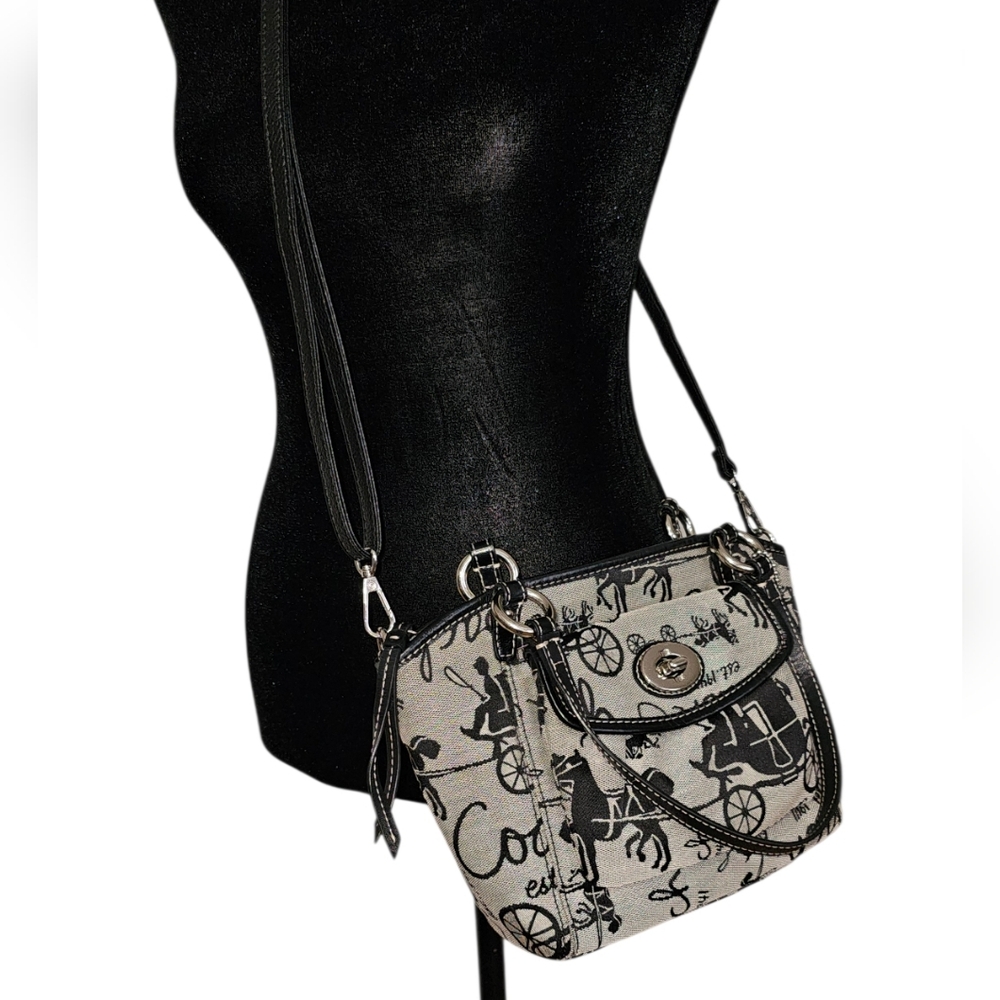 COACH Leah Horse & Carriage Print Turnlock Satchel Convertible Crossbody Bag - Picture 4 of 12